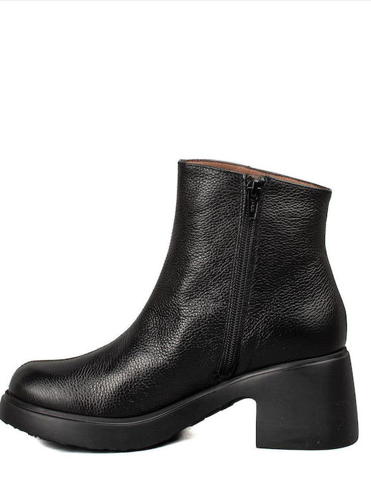 Wonders Leather Women's Ankle Boots Black