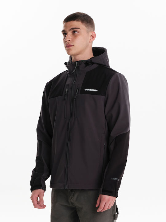 Emerson Bonded Herren Jacke Leder Wasserdicht und winddicht Dark Grey / Black