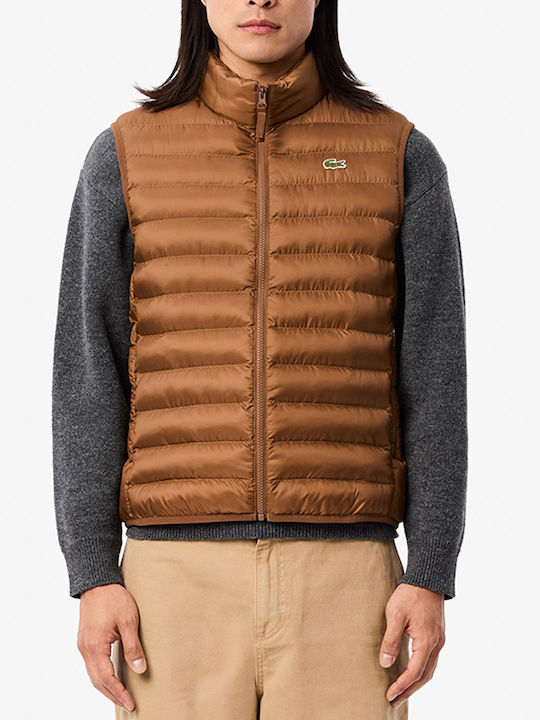 Lacoste Blouson Ärmellos Herren Jacke Puffer Wasserdicht Tan