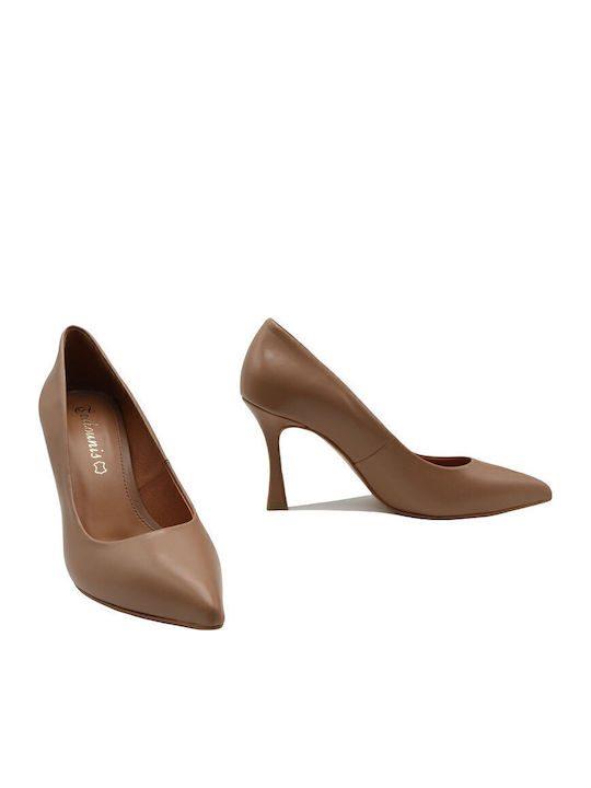 Leather Pointed Toe Stiletto Tabac Brown High Heels