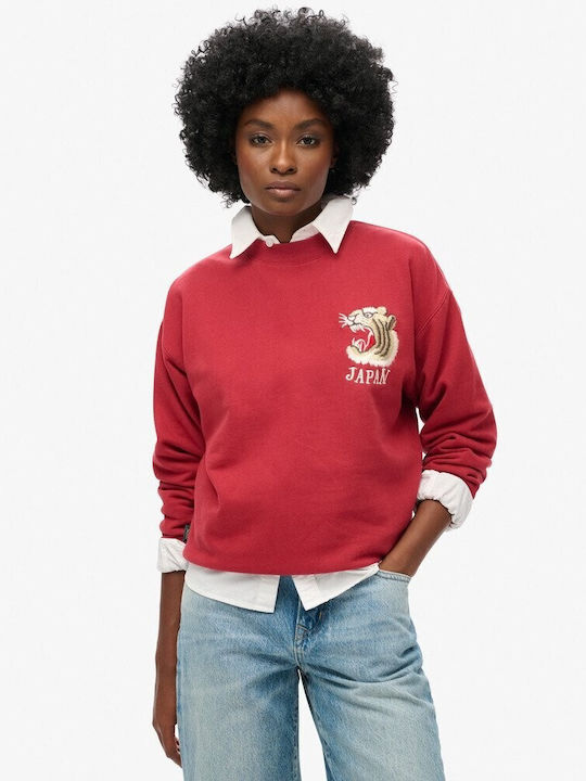 Superdry Women's Long Sweatshirt Red Dahlia