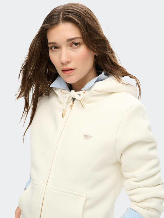 Women's Sweatshirt Jacket Hooded Offwhite
