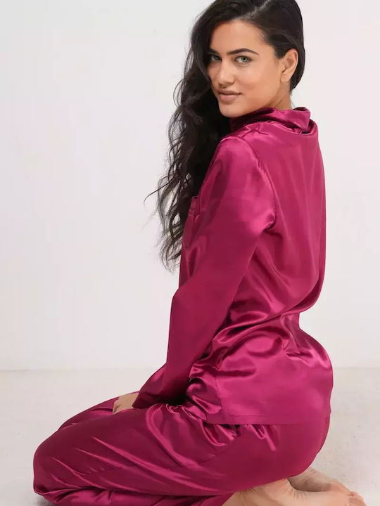 Bonatti Winter Damen Pyjama-Set Satin Burgundisch