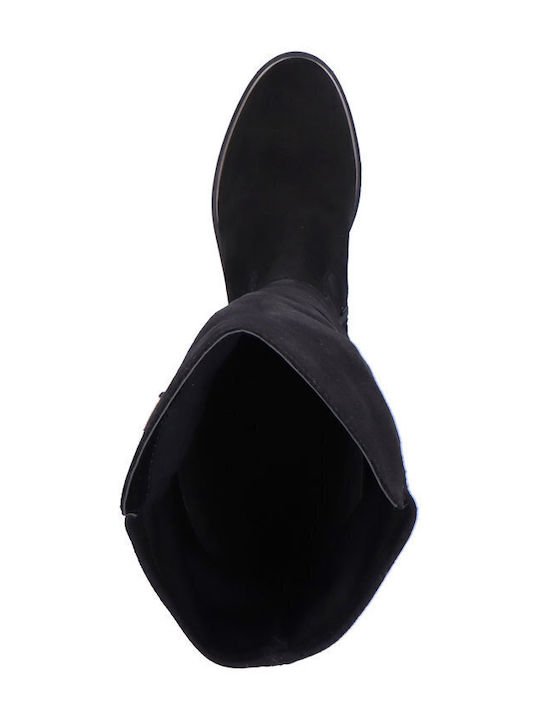 Leder Damenstiefel mit Pelz Schwarz