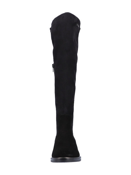 Leder Damenstiefel mit Pelz Schwarz