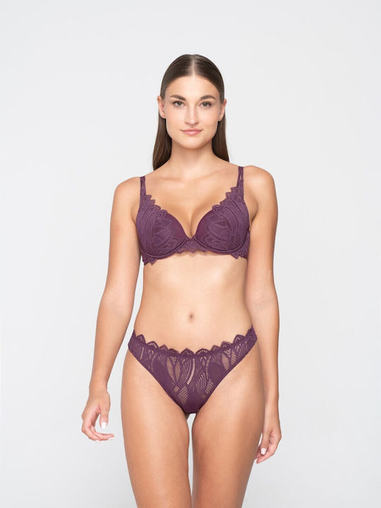 Luna Women's Brazil with Lace Eggplant