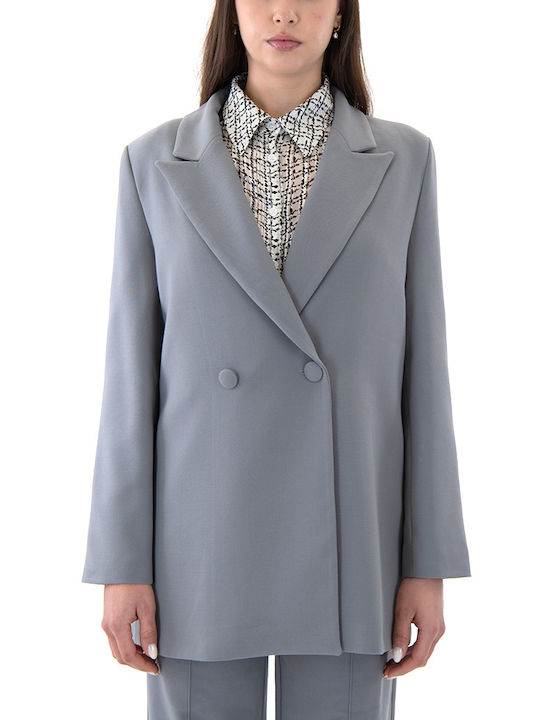 MY T Women's Double Breasted Blazer Grey