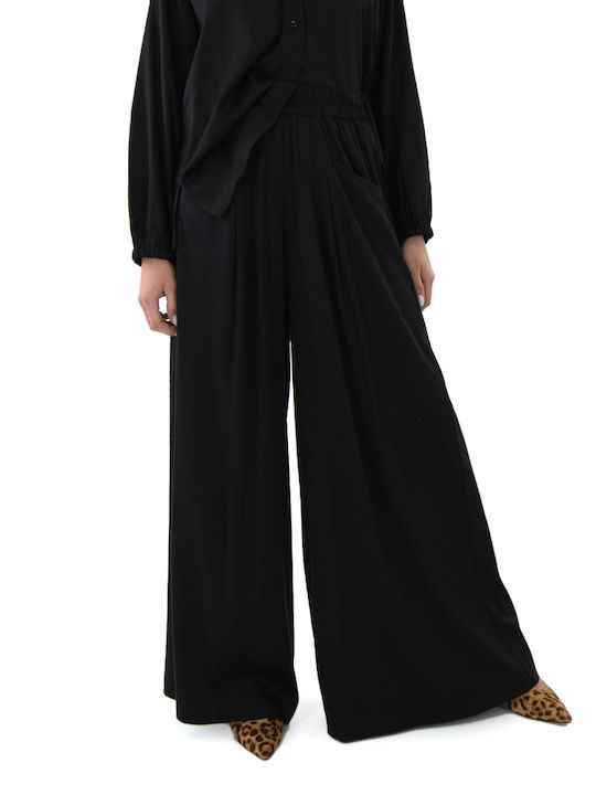 Black n Black Women's High-waisted Fabric Trousers Black