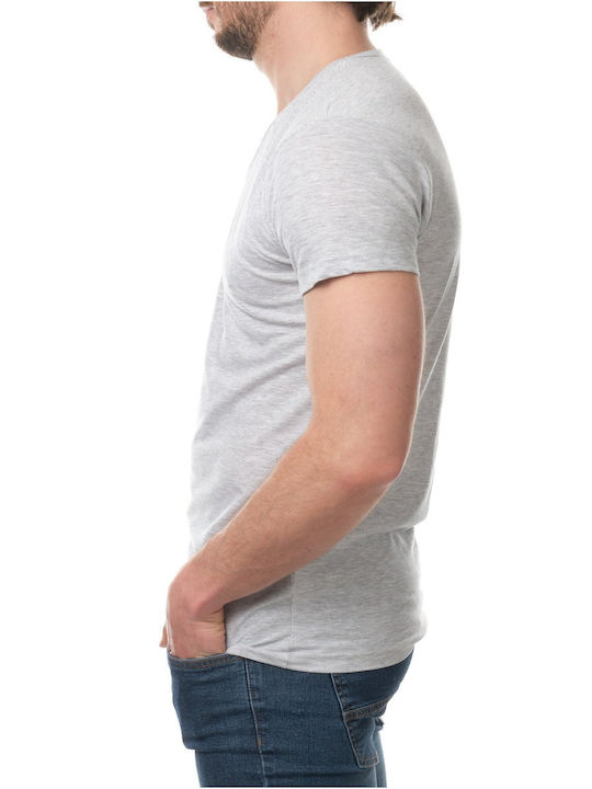 Hopenlife Men's Short Sleeve Blouse with V-Neck Gray