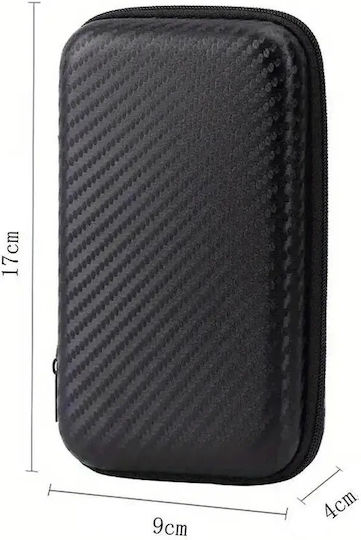 Carcasă pentru pipă de trabuc cu fermoar, neagră, 17x9cm