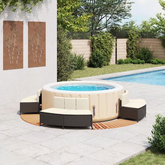 Jacuzzi-Rahmen Schwarz Synthetisches Rattan + Massives Akazienholz Schwarz 3270638