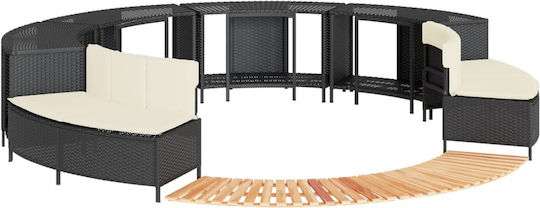 Jacuzzi-Rahmen Schwarz Synthetisches Rattan + Massives Akazienholz Schwarz 3270642