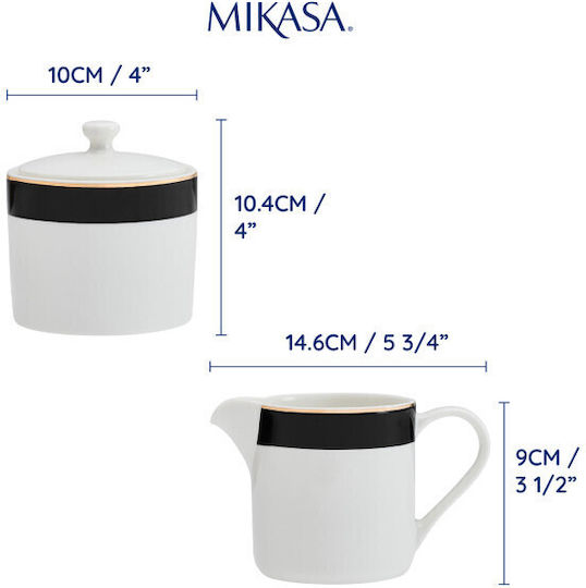 Mikasa Luxe Deco China Zuckerdose & Sahnekännchen Set 245ml Weiß