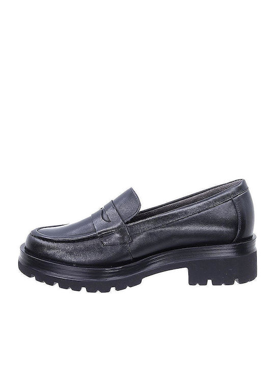 Leather Women's Moccasins in Black Color