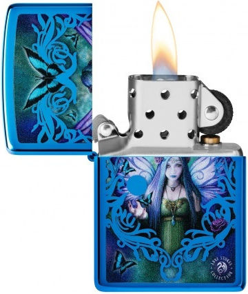 Zippo Anne Stokes Feuerzeug Flamme in Blau Farbe