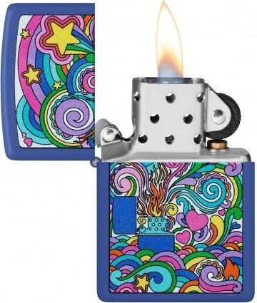 Zippo Abstract Stars Ветроустойчив Запалка с Пламък в Син Цвят