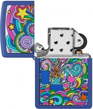 Zippo Abstract Stars Ветроустойчив Запалка с Пламък в Син Цвят