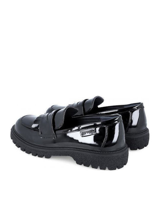 Girls Patent Leather Slip-On Moccasins Black