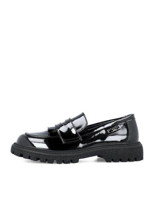 Girls Patent Leather Slip-On Moccasins Black