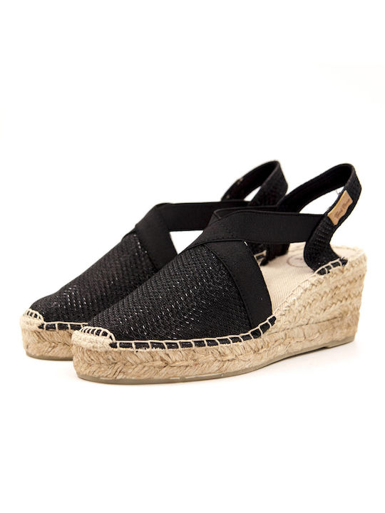 Triton Platforme dama în stil espadrile Negre