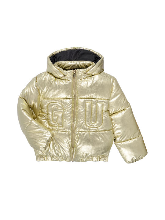 Guess Kids Quilted Jacket with Hood Gold