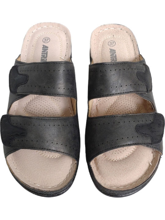 Anatomic Women's Leather Platform Wedge Sandals Black