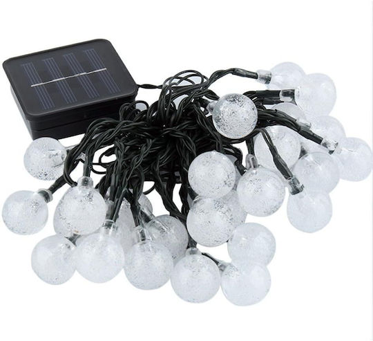 Ghirlandă cu Panou Solar Ubx 12 M Alb Cald Impermeabil Ip44 8 Moduri de Iluminare