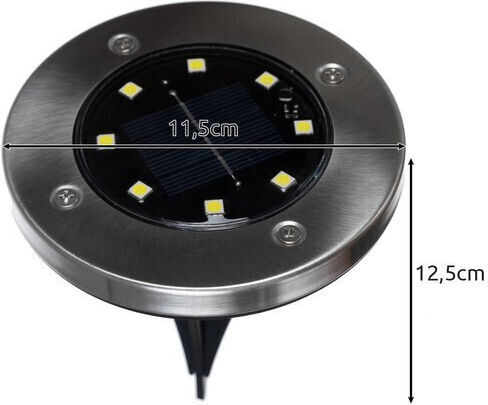 Cold Light Solar Lamp Set Ubx 8 Leds Waterproof Ip 65 Light Sensor Ground Mounting
