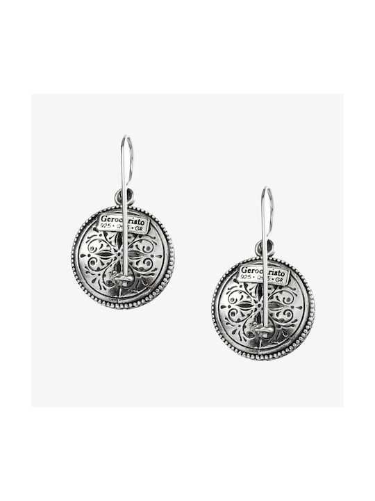 Gerochristo Earrings Pendants made of Silver with Stones & Pearls