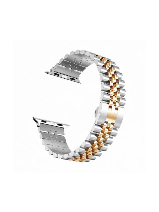 LW-374 Stainless Steel Strap Silver+Gold (Apple Watch 38/40/41/42mm)