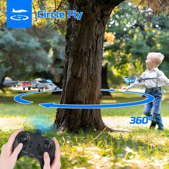Iuni E0-26 Дистанционно Управляем Самолет Стелт Бомбардировач 360° Акробатика Гироскоп Устойчив на Удари LED Светлини Син