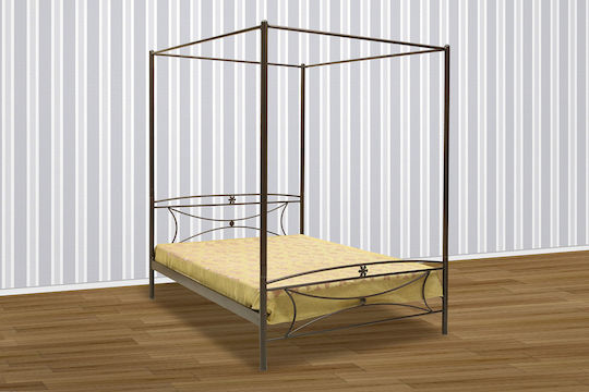 Νo35 Bed Double Metal Pink for Mattress 150x200cm