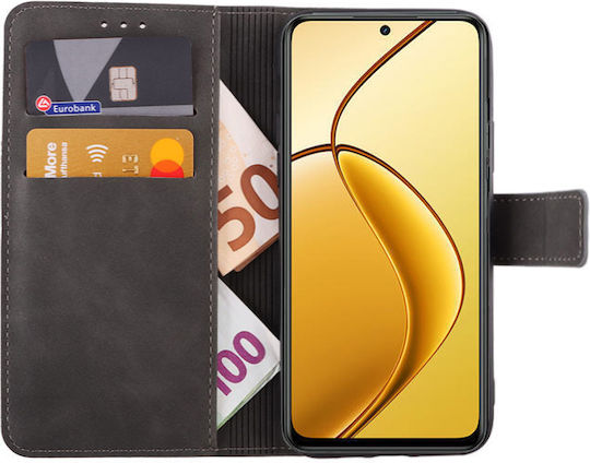 Lime Θηκη Realme 12 5g 6.72" Essential Magnet Book Stand Clip Grey Lime Successories Γκρι Pu Leather