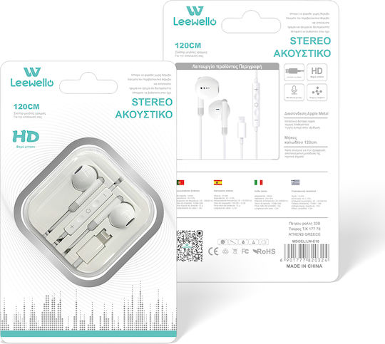 Lw-e10 Lightning Flachkabel In-Ear-Stereo-Kopfhörer Weiß 1,2m