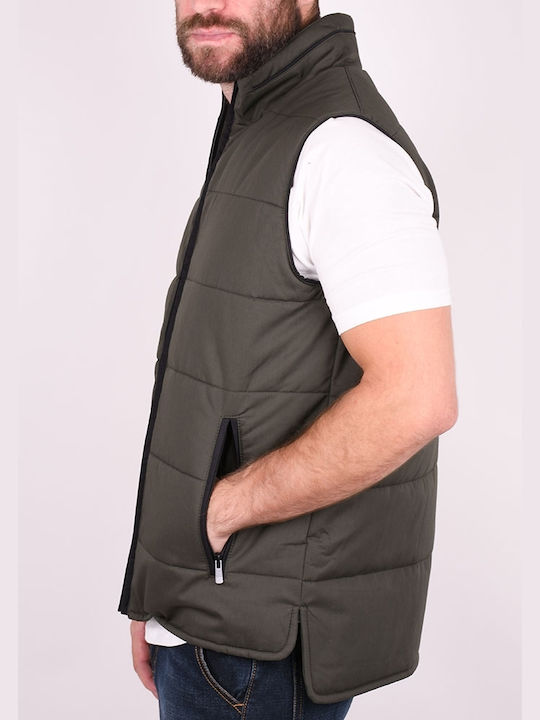 Zen And Zen Men's Sleeveless Puffer Jacket Haki