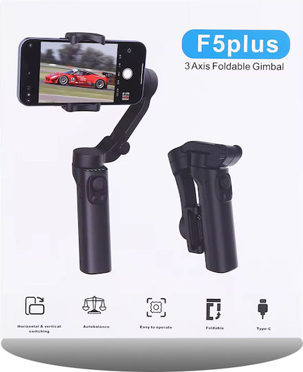 Techsuit F5 Plus Phone Gimbal with 3 Axis Stabilization and 7 Operating Hours Black