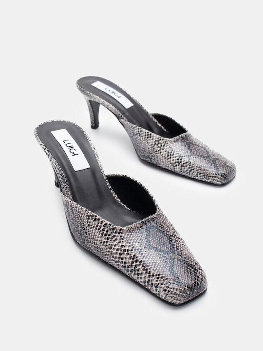 Luigi Heel Mules Gray