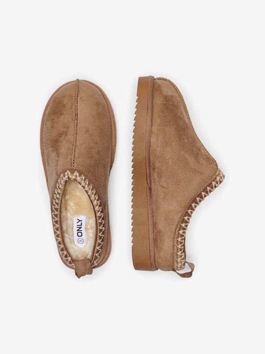 Mules mit Hoch Absatz in Tabac Braun Farbe