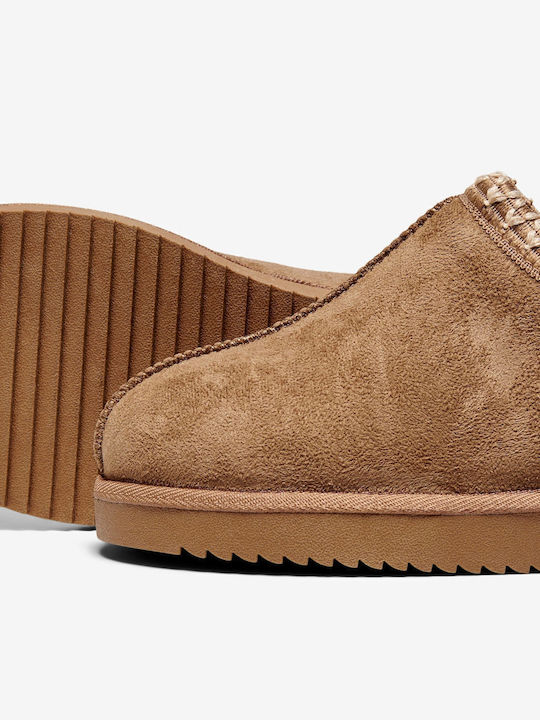 Mules mit Hoch Absatz in Tabac Braun Farbe
