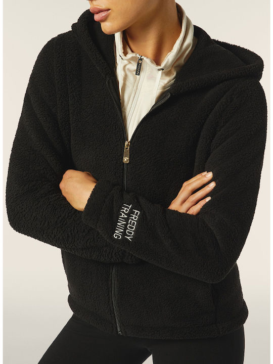 Short Women's Cardigan with Zipper Black