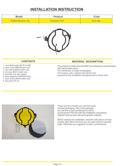 Moto Discovery Motorcycle Headlight Protector Honda Monkey Transparent