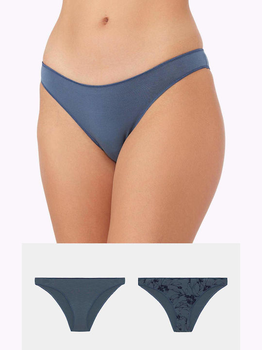 Minerva Γυναικεία Slip 2Pack Μπλε