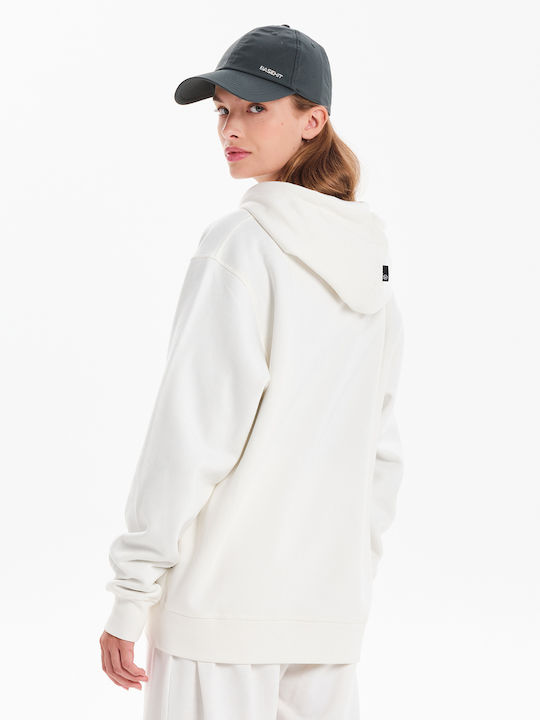 Long Women's Sweatshirt Jacket Hooded White
