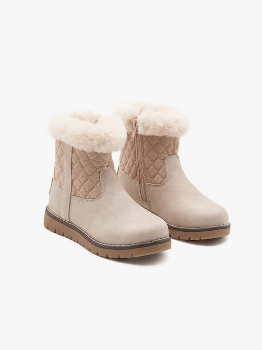 Conguitos Kids PU Leather Anatomic Boots with Zipper Beige