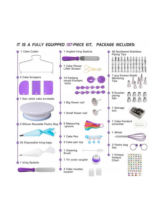 Pastry Set Rotating Platter 137 Pieces Templates Decorating Cakes