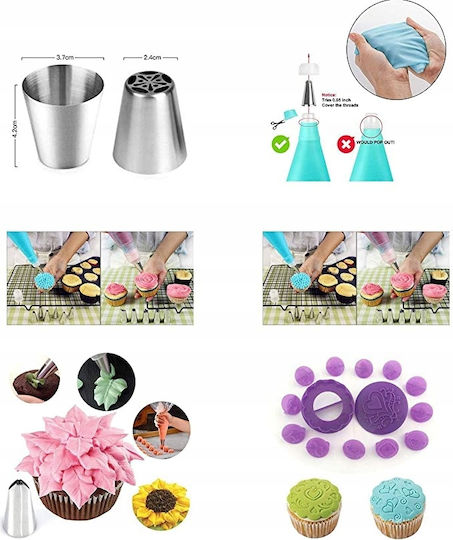 Set de Patiserie Platou Rotativ 137 Piese Șabloane Decorare Torturi