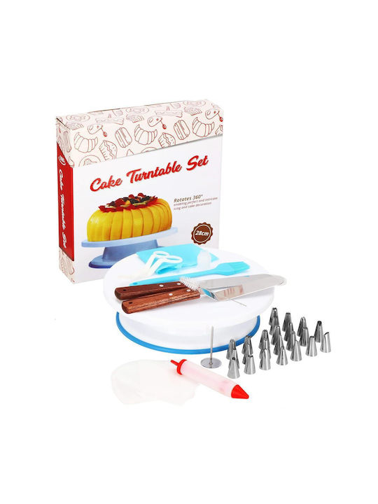 Set de Patiserie Platou Rotativ 37 Piese Șabloane Decorare Prăjituri