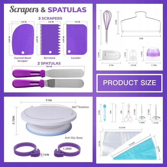 Set de Patiserie Platou Rotativ 137 Piese Șabloane Decorare Torturi