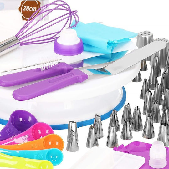 Set de Patiserie Platou Rotativ 137 Piese Șabloane Decorare Torturi
