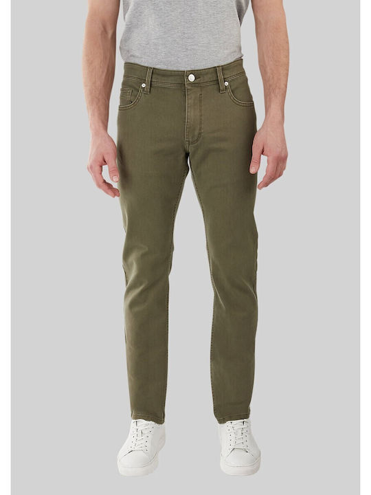 Red Label Ανδρικό Παντελόνι Τζιν με Slim Straight Εφαρμογή Χακί